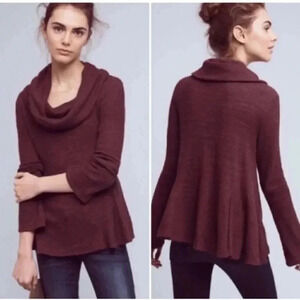 Anthropologie | Postmark Burgundy Waffle Thermal Cowl  Neck Top